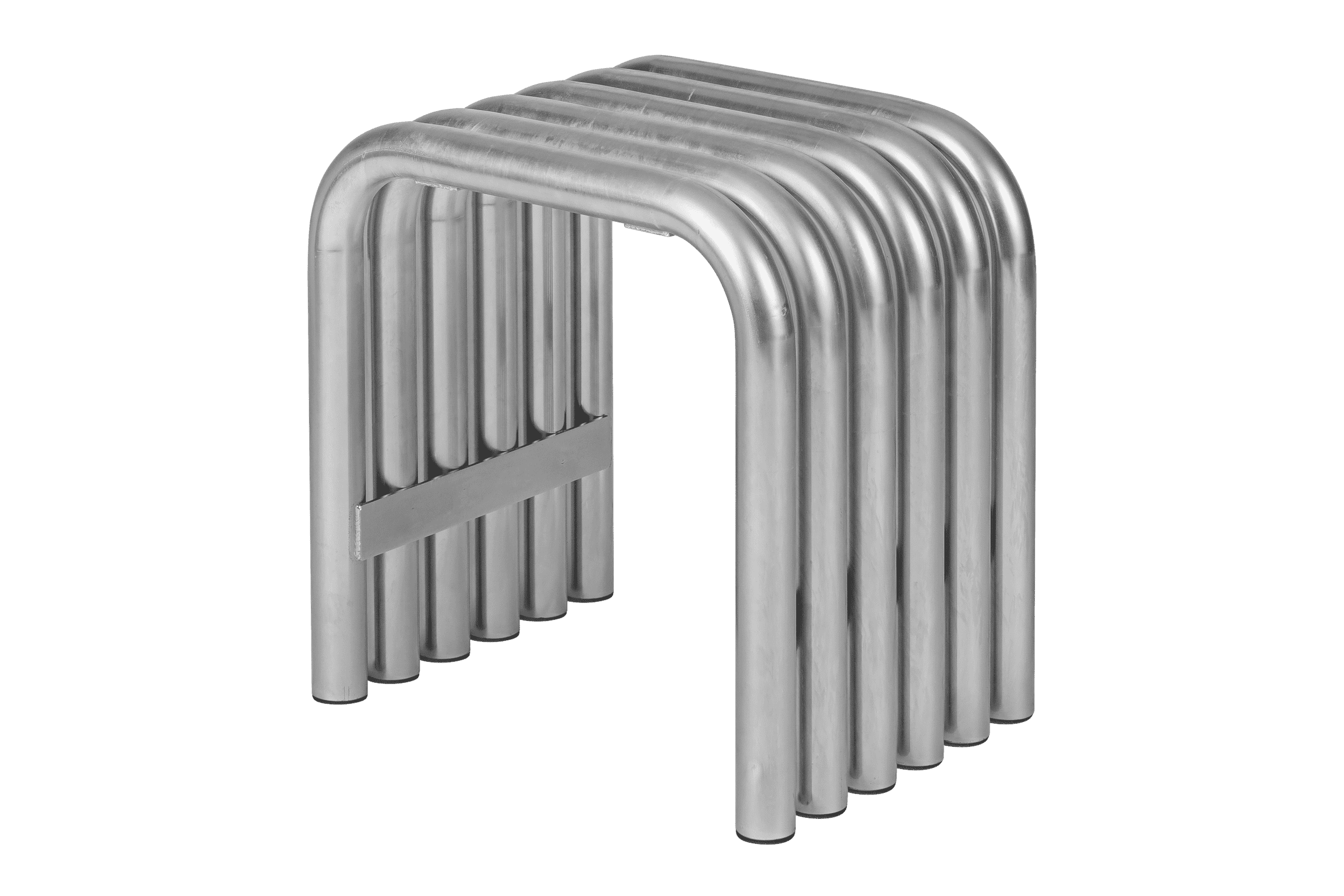 Nokk Stool - zinc - metallic steel stool for modern outdoor - noo.ma