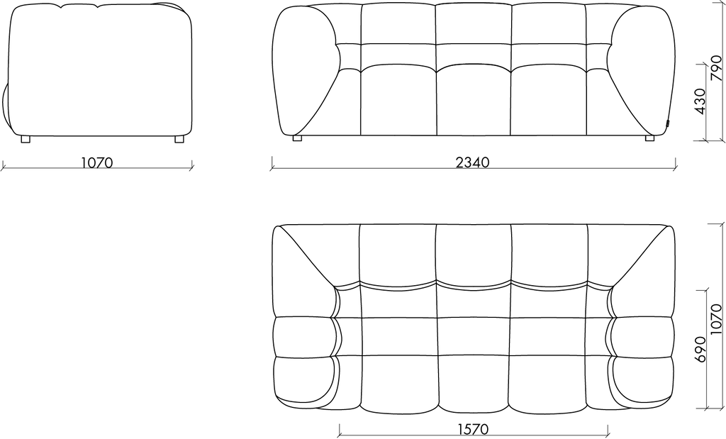 Bolbi Sofa 2-Sitzer