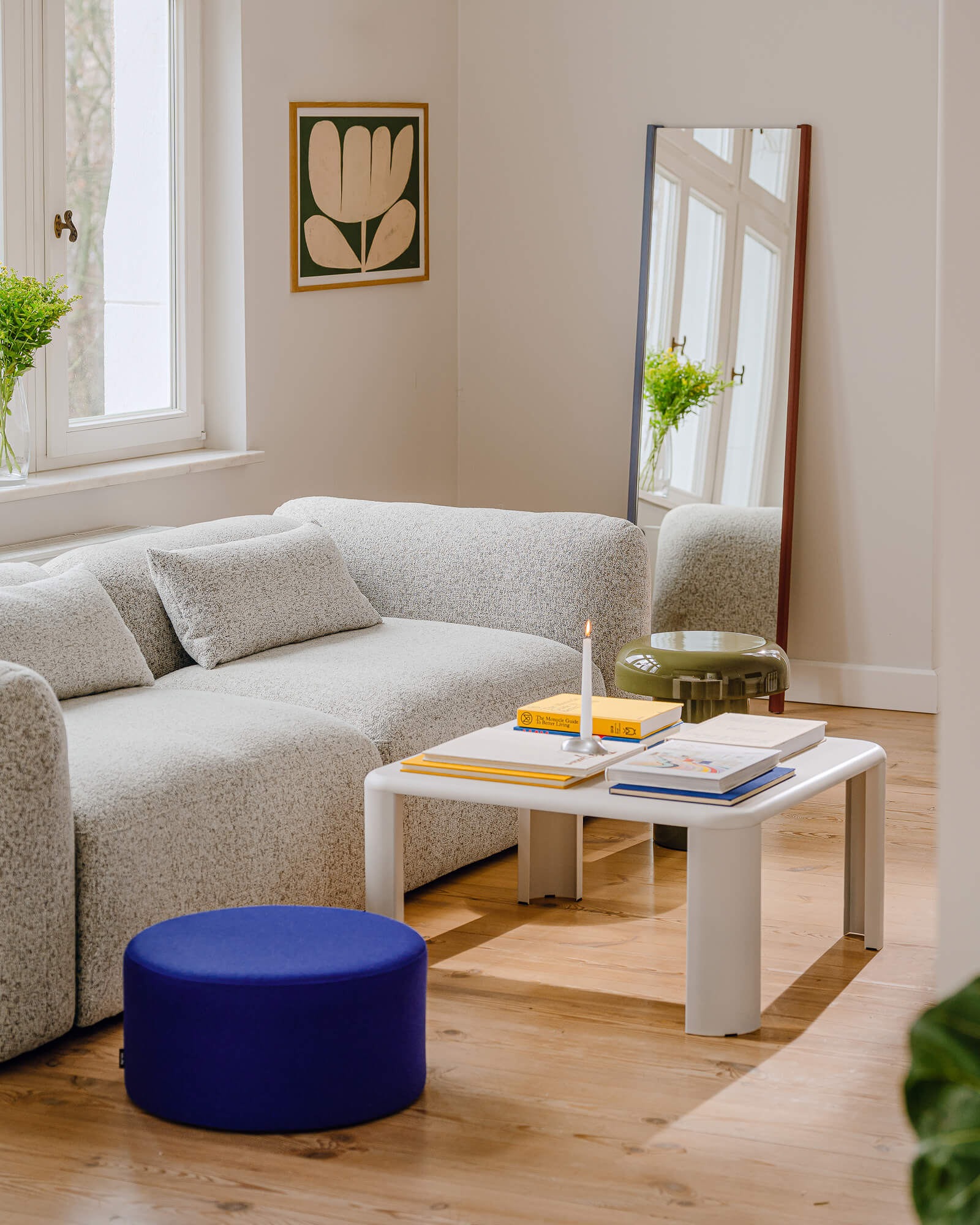 HAY POUF / ミントグリーン キューブ型オットマン Folk Pouf Low - green, round, woolen living room ottoman - noo.ma