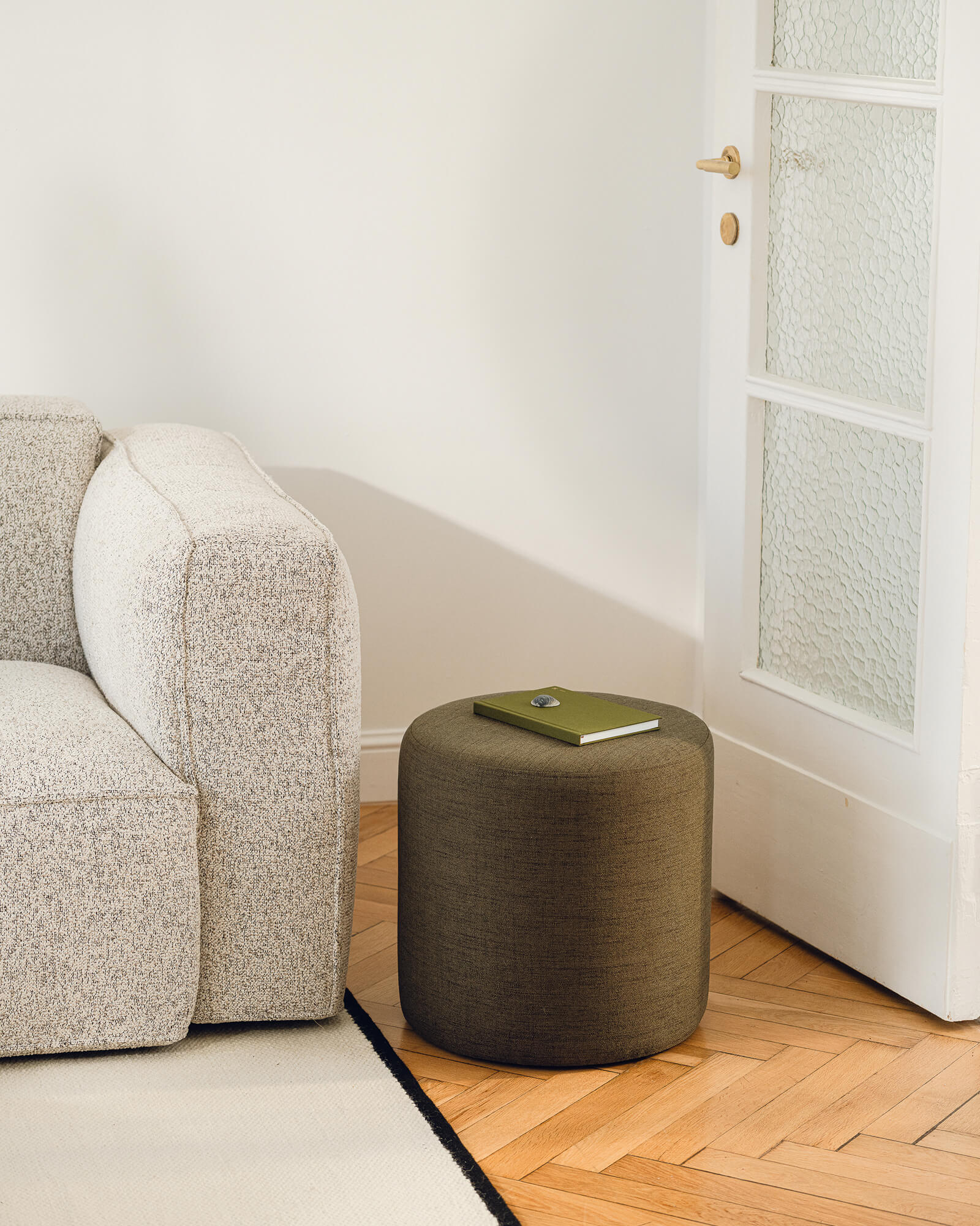Folk Pouf Tall - ultramarine, round pouf, modern seating - noo.ma
