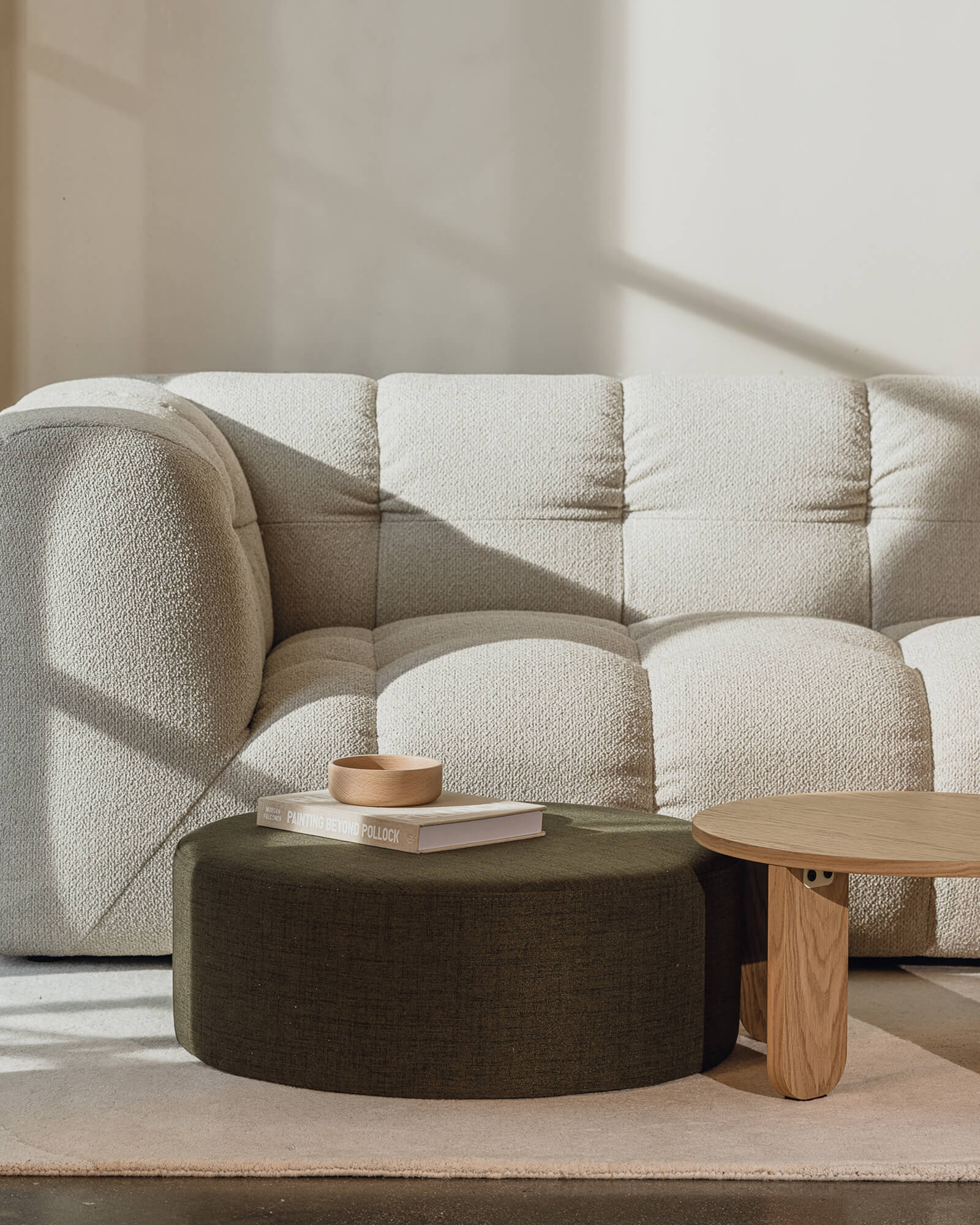 Folk Pouf Wide - green, round pouf, large ottoman - noo.ma