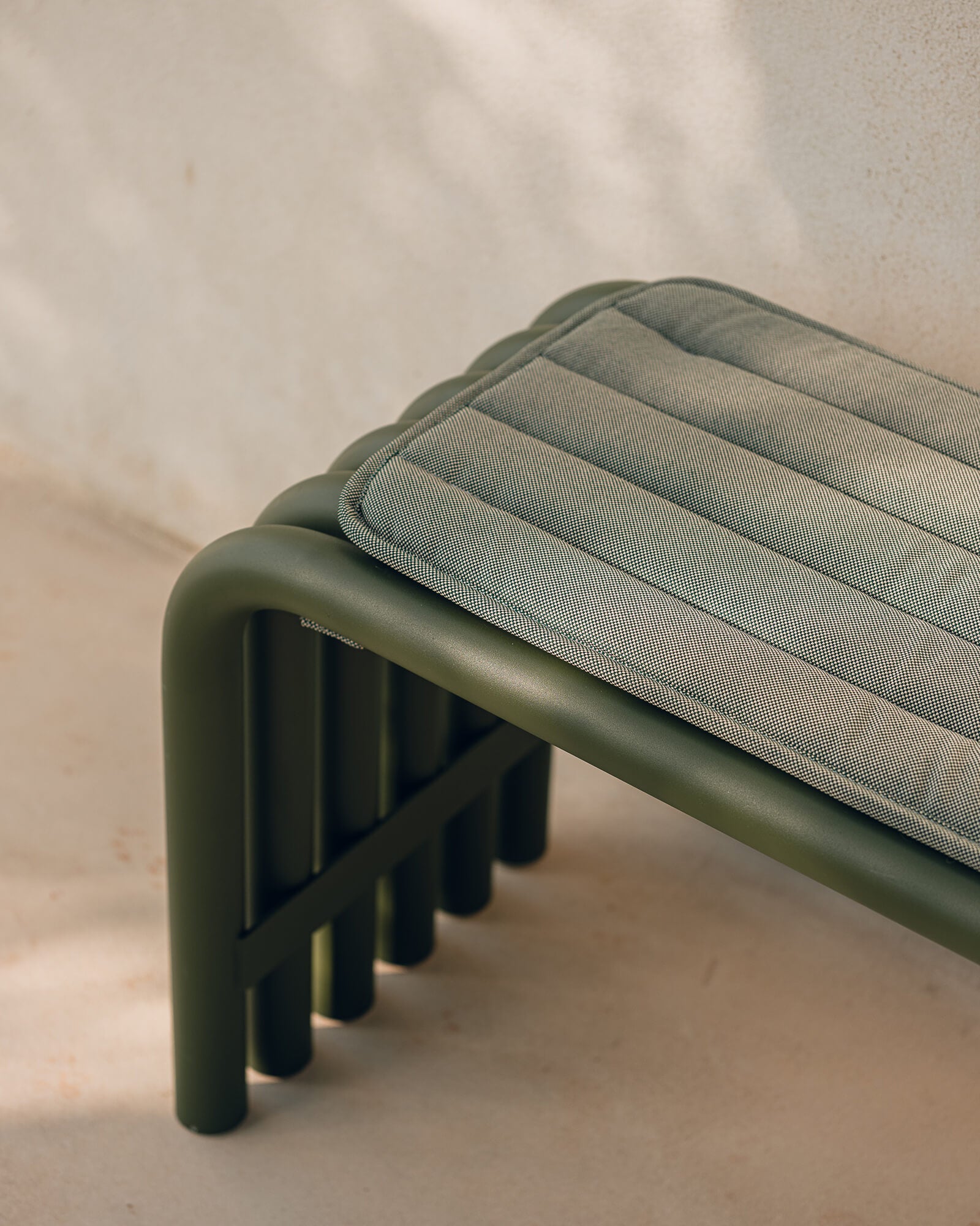 Nokk Bench - forest green - durable steel hallway seating - noo.ma