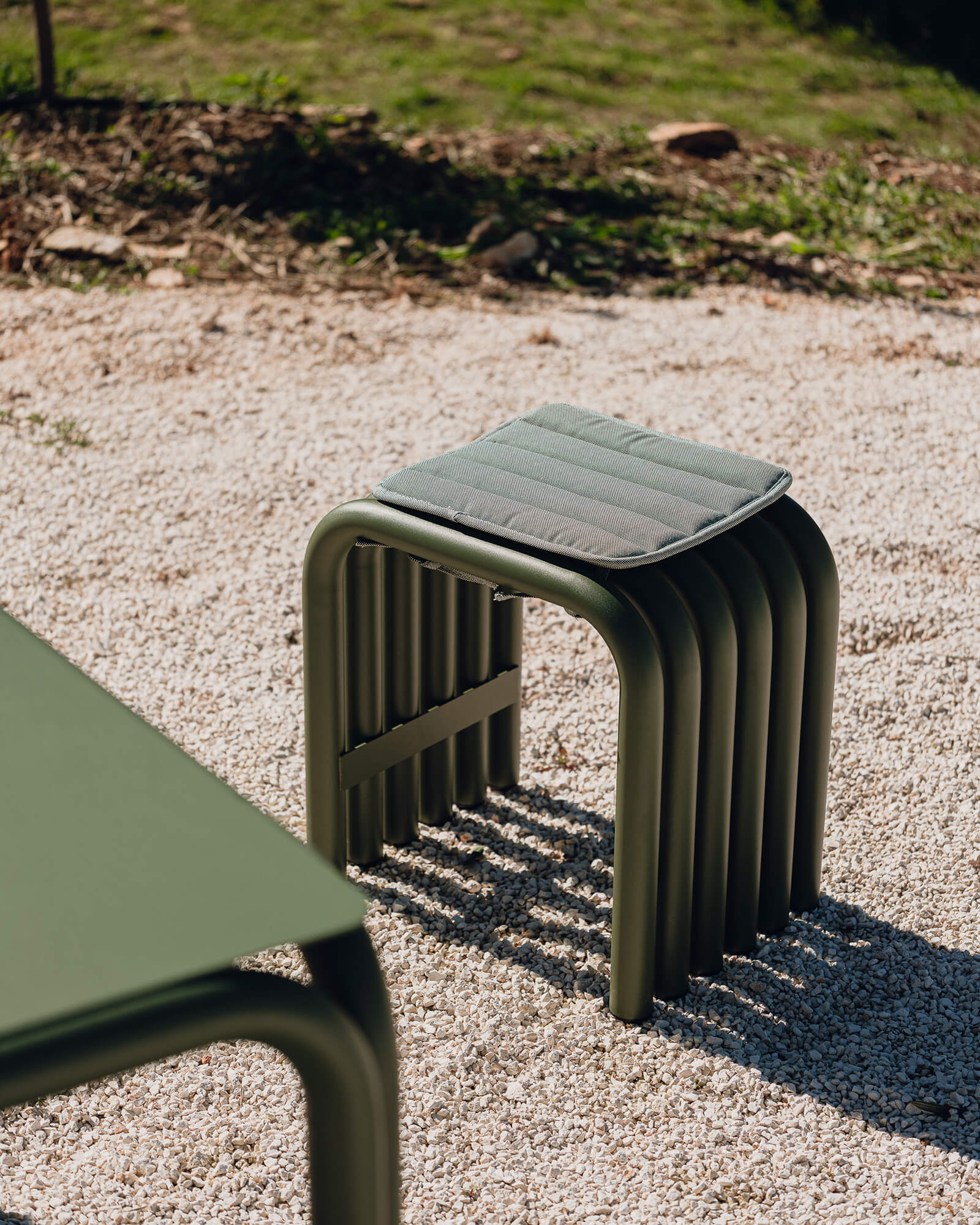 Nokk Stool - dark green steel stool for modern living room - noo.ma