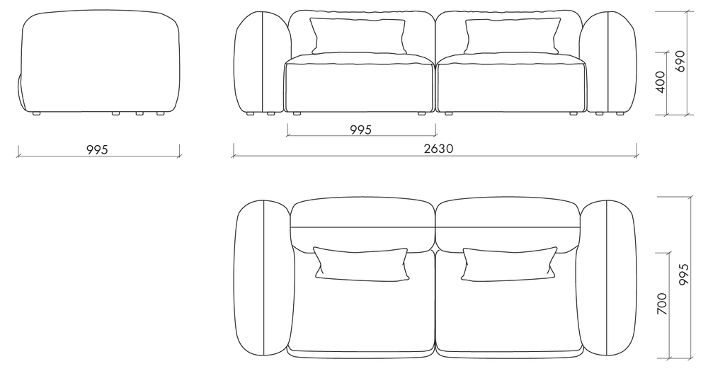 Yaro Sofa 3-Sitzer