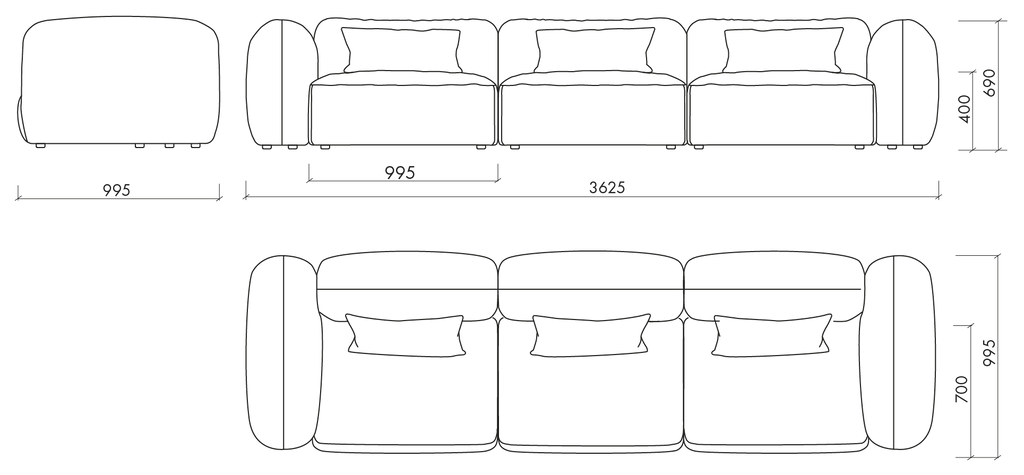 Yaro Sofa 4-Sitzer