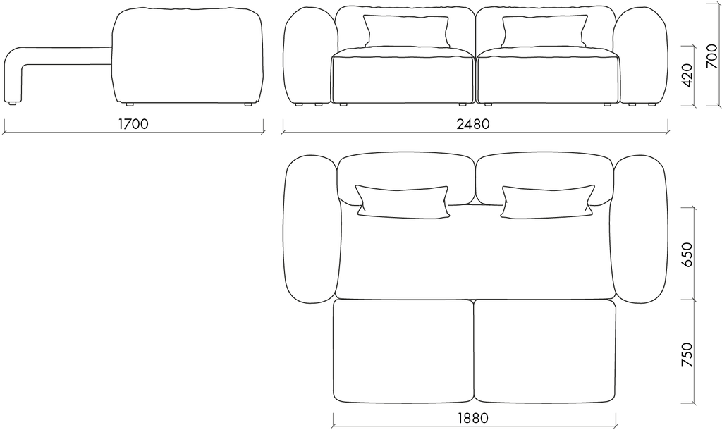 Yaro Schlafsofa (3-Sitzer)