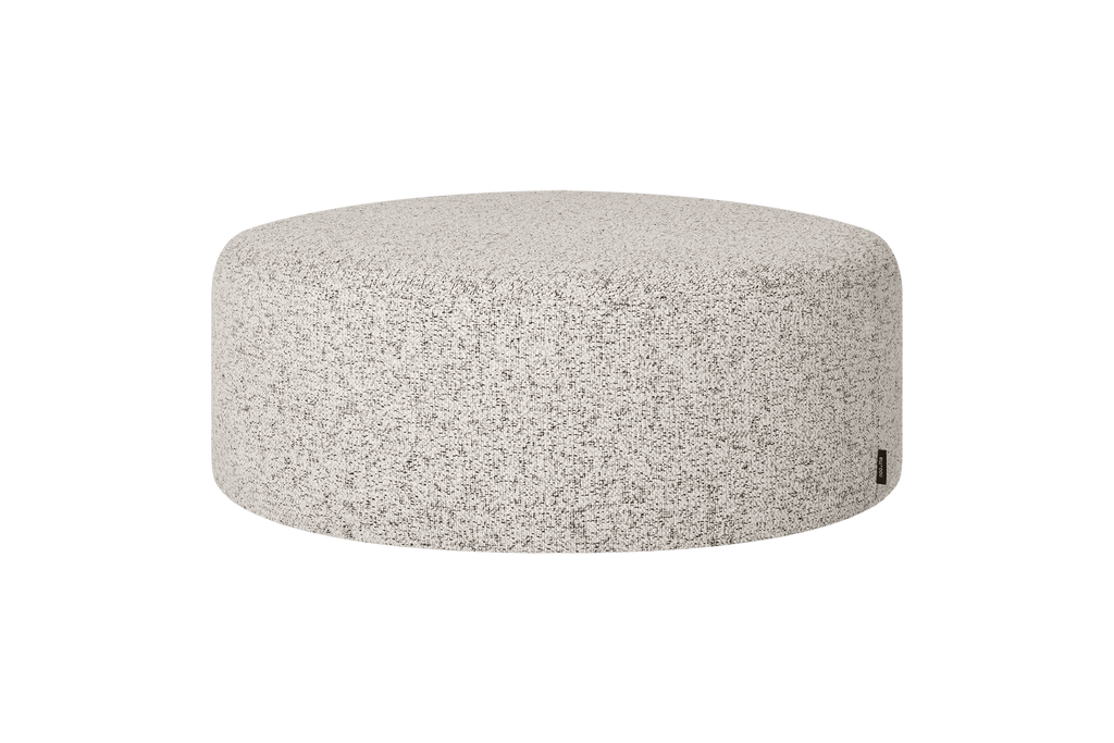 Folk Pouf Wide - grey&cream round pouf, large ottoman - noo.ma